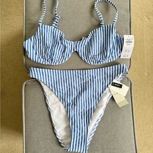 Abercrombie Blue Stripe Bikini Swimsuit